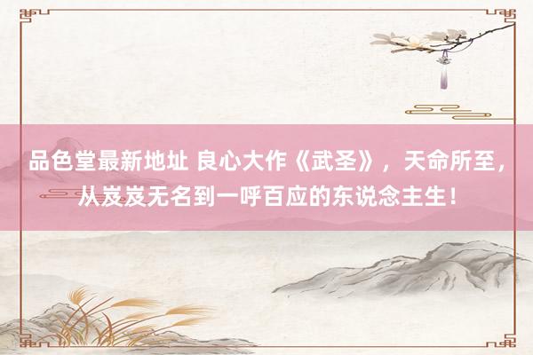 品色堂最新地址 良心大作《武圣》，天命所至，从岌岌无名到一呼百应的东说念主生！