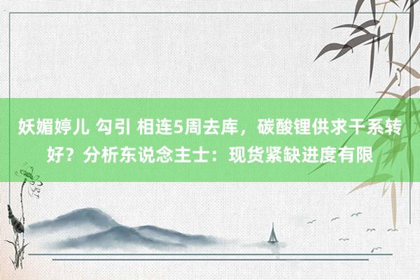 妖媚婷儿 勾引 相连5周去库，碳酸锂供求干系转好？分析东说念主士：现货紧缺进度有限