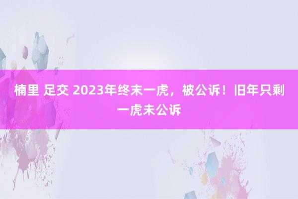 楠里 足交 2023年终末一虎，被公诉！旧年只剩一虎未公诉