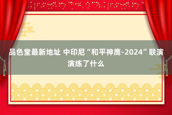 品色堂最新地址 中印尼“和平神鹰-2024”联演演练了什么
