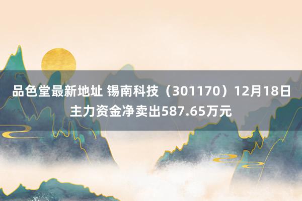 品色堂最新地址 锡南科技（301170）12月18日主力资金净卖出587.65万元