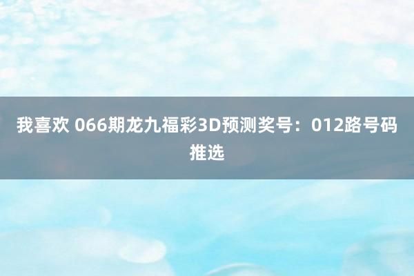 我喜欢 066期龙九福彩3D预测奖号：012路号码推选