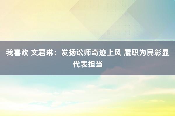 我喜欢 文君琳：发扬讼师奇迹上风 履职为民彰显代表担当