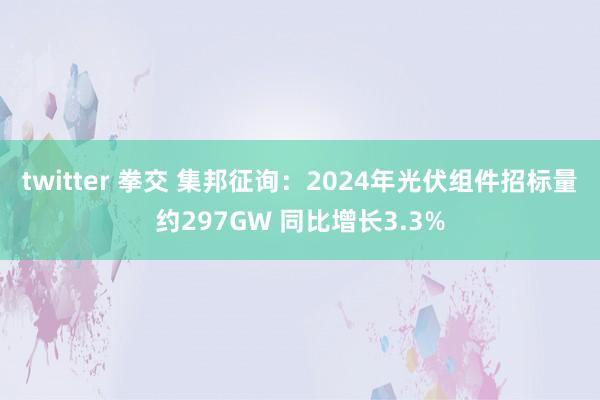 twitter 拳交 集邦征询：2024年光伏组件招标量约297GW 同比增长3.3%