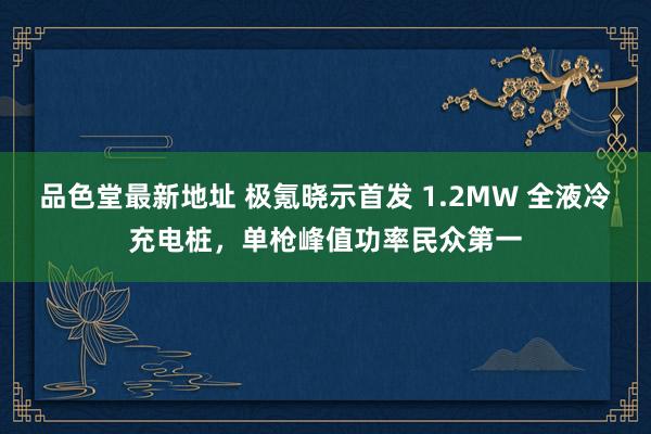 品色堂最新地址 极氪晓示首发 1.2MW 全液冷充电桩，单枪峰值功率民众第一