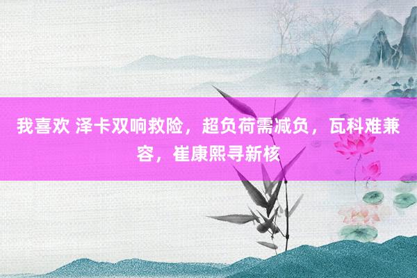我喜欢 泽卡双响救险，超负荷需减负，瓦科难兼容，崔康熙寻新核