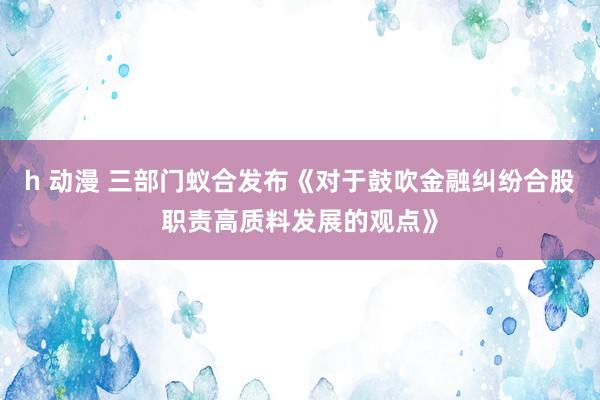 h 动漫 三部门蚁合发布《对于鼓吹金融纠纷合股职责高质料发展的观点》
