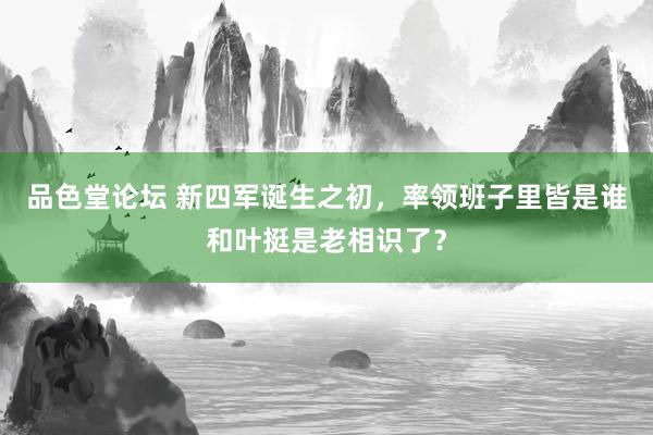 品色堂论坛 新四军诞生之初，率领班子里皆是谁和叶挺是老相识了？
