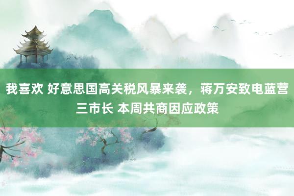 我喜欢 好意思国高关税风暴来袭，蒋万安致电蓝营三市长 本周共商因应政策