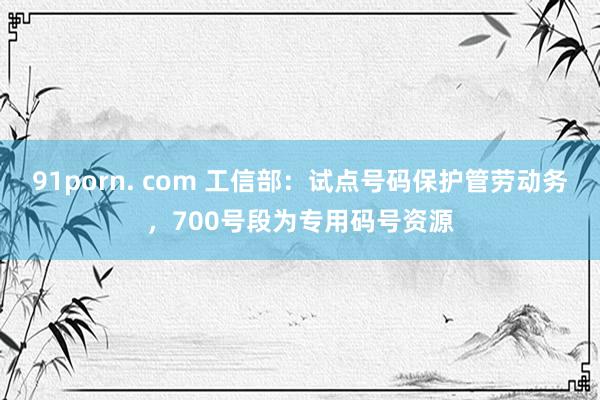 91porn. com 工信部：试点号码保护管劳动务，700号段为专用码号资源