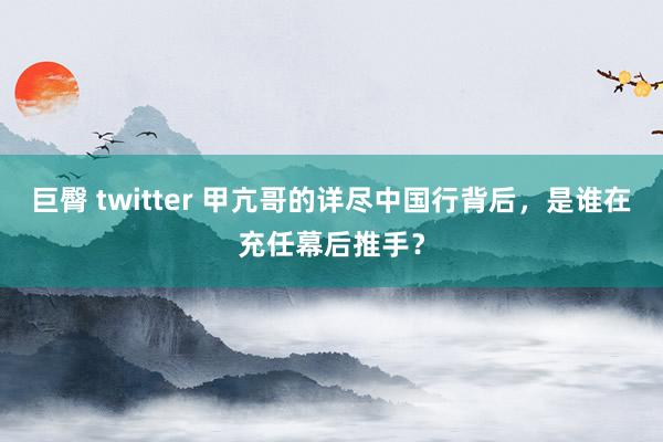 巨臀 twitter 甲亢哥的详尽中国行背后，是谁在充任幕后推手？