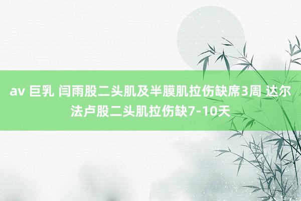 av 巨乳 闫雨股二头肌及半膜肌拉伤缺席3周 达尔法卢股二头肌拉伤缺7-10天