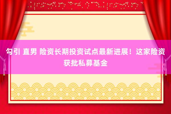 勾引 直男 险资长期投资试点最新进展！这家险资获批私募基金
