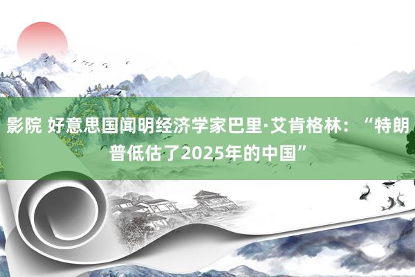 影院 好意思国闻明经济学家巴里·艾肯格林：“特朗普低估了2025年的中国”