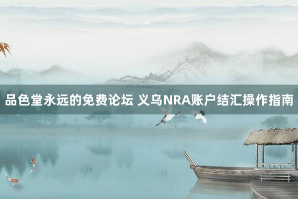 品色堂永远的免费论坛 义乌NRA账户结汇操作指南