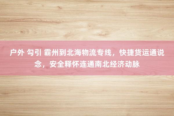 户外 勾引 霸州到北海物流专线，快捷货运通说念，安全释怀连通南北经济动脉