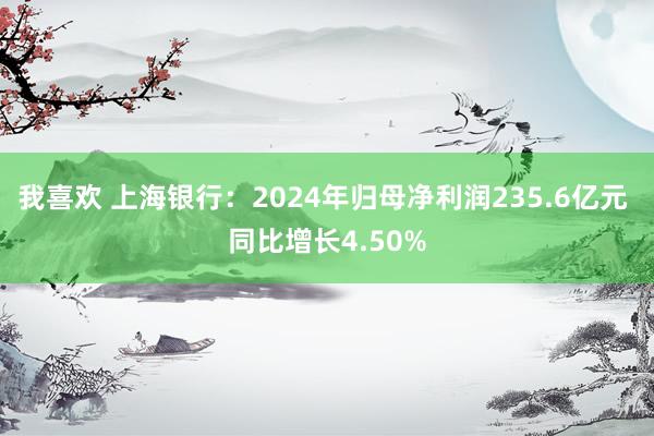 我喜欢 上海银行：2024年归母净利润235.6亿元 同比增长4.50%